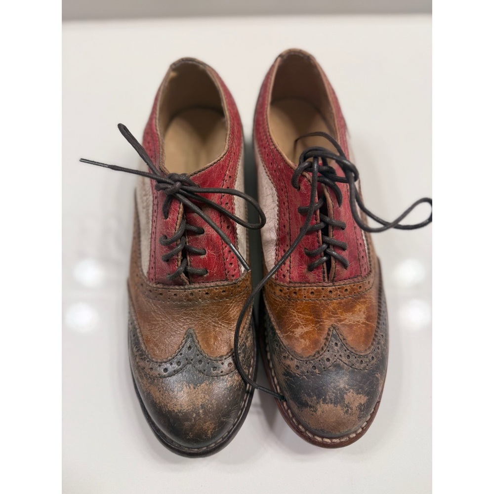 Bed Stu Red and Brown Leather Oxfords